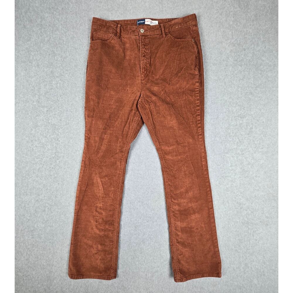 Old Navy Womens 14 High-Rise Kicker Boot-Cut Corduroy Pants Rust Color - Picture 2 of 16